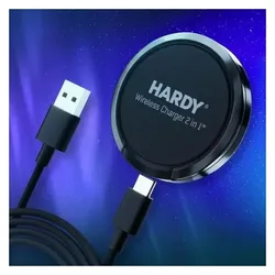 3MK Hardy Wireless Charger 2in1 czarna (15 W), Wireless Charger, Schwarz