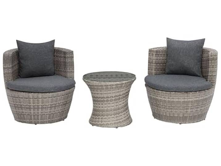 Beliani Modernes 2-Sitzer Gartenset grau mit grauen Auflagen Capri