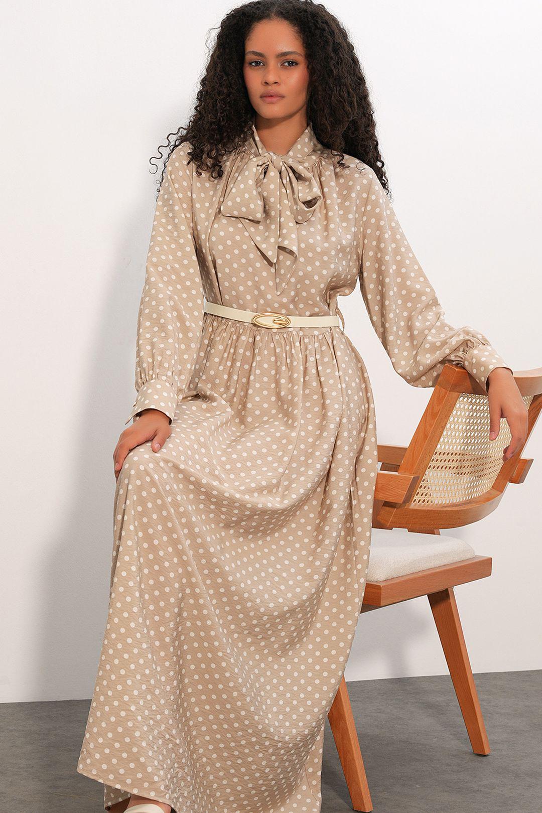 Punktmuster Maxi Hemdkleid