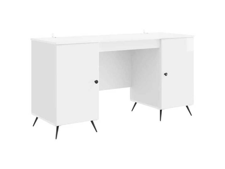(rrm27t）Blanc Bureau Blanc brillant 142 5x50x75 cm Bois d'ingénierie - Fourniture de bureau - Design Moderne