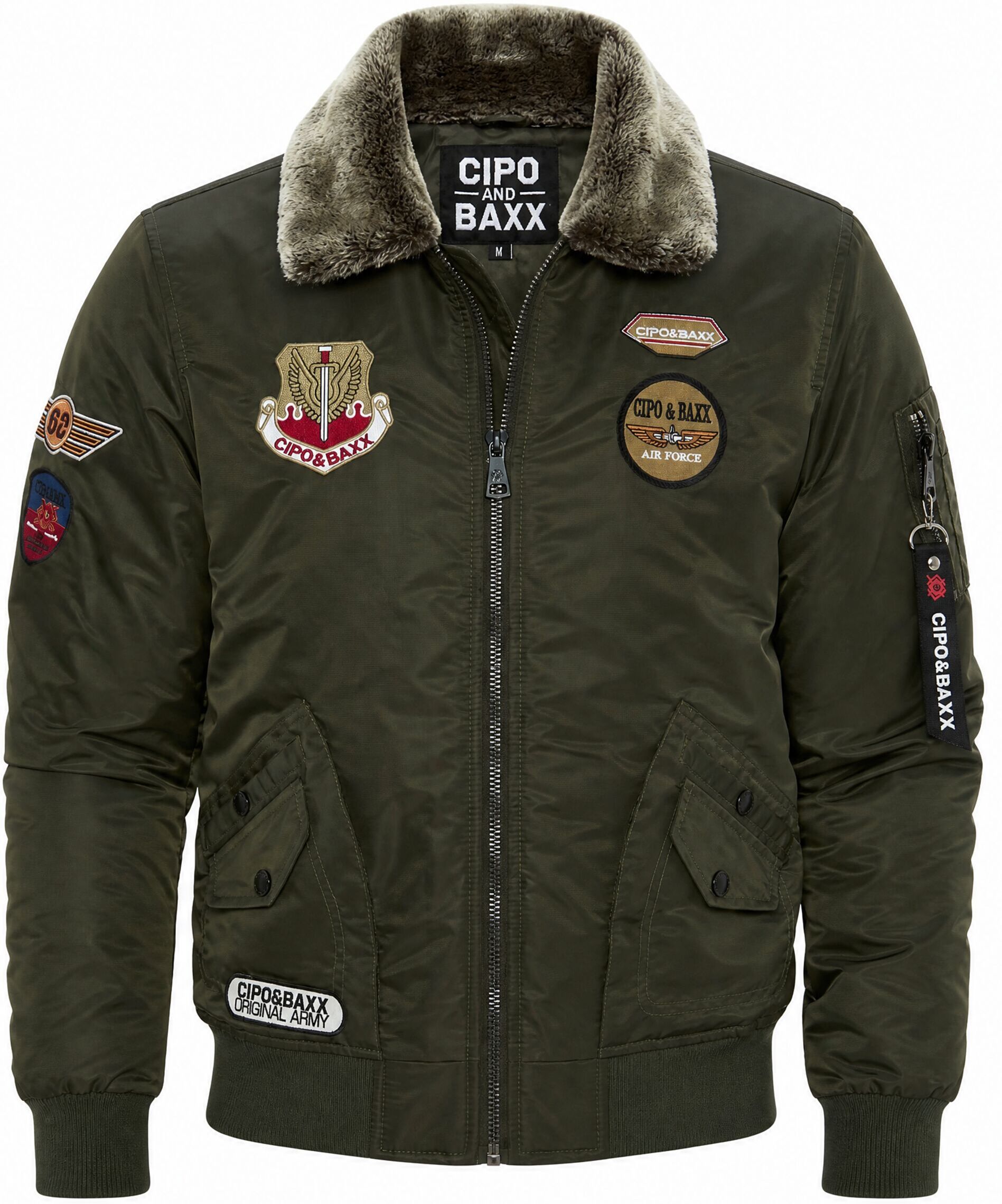 Winterjacke CIPO & BAXX "Winterjacke CM232", Herren, Gr. L, grün, regular fit, Jacken Winterjacke