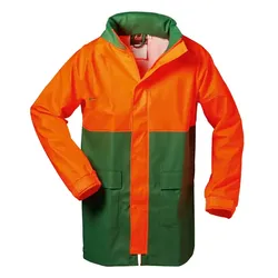 Forstschutz PU Stretch-Regenjacke - L - grün/orange