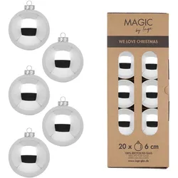 20 Weihnachtskugeln Glas 6cm matt & glänzend Christbaumkugeln Weihnachtsbaumkugeln Weihnachten Christbaumschmuck Weihnachtsbaumschmuck Silber Glänzend