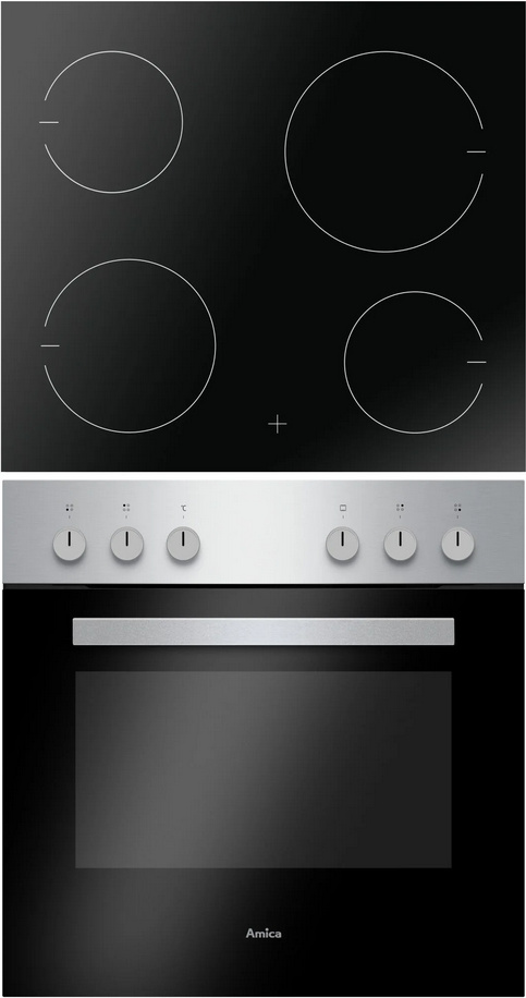 Amica EHC 937 011 E, Keramik, 4 Zone(n), Glaskeramik, Schwarz, Drehregler, 59,2 cm