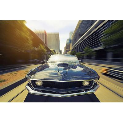 Fototapete PAPERMOON "OLDTIMER-VINTAGE MUSTANG AUTO VINTAGE CARS RACING DEKO", bunt, B:4m L:2,6m, Vlies, Tapeten