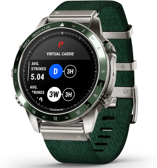 Garmin MARQ Golfer Gen 2 – 46mm Titanium Watch, Green Ceramic Bezel & Strap