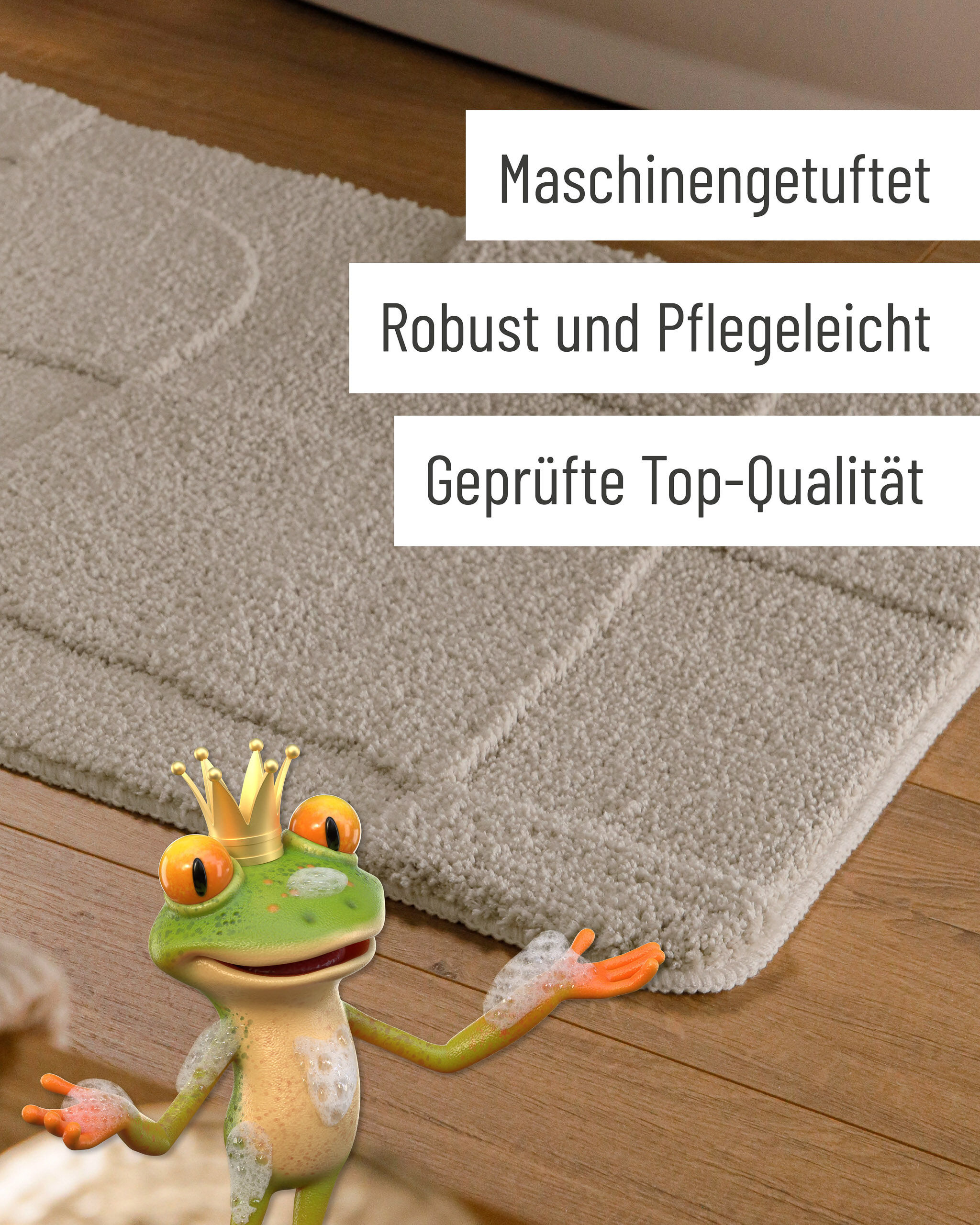 Badematte WECON HOME "Davie", beige (seiden grau), H:25mm, Polyester, Badematten, Badematte, Badteppich, Hoch-Tief-Effekt, weich, rutschhemmend, waschbar, getuftet seiden grau rechteckig (70cm x 120cm )