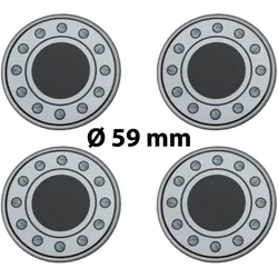 4 x Ø 59 mm Polymere Aufkleber / Schrauben-Optik / Nabenkappen, Felgendeckel