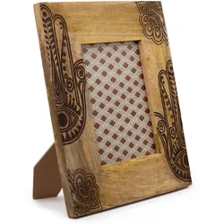Lrg Mango Wood Picture Frame (for 13x18cm) 28x23x2cm - Hamsa - Black