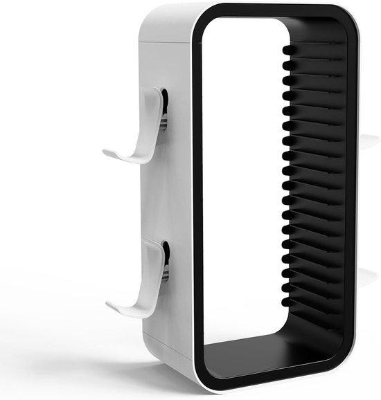 Allecto Plus Game-opbergtoren voor 18 games met controllerhouders, geschikt voor PS5, PS4, Switch, Xbox Series X & S