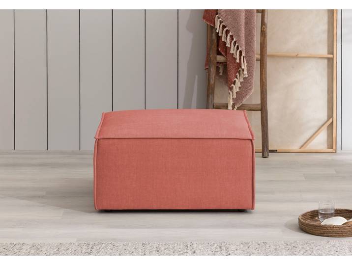 Hocker GOODPRODUCT SHERWOOD Samtvelours Polsterhocker , rot (coral), B:80cm H:42cm T:80cm, 100% Polyester, Hocker, Hocker, Hocker quadratisch, ideale Ergänzung zum Loveseat SHERWOOD