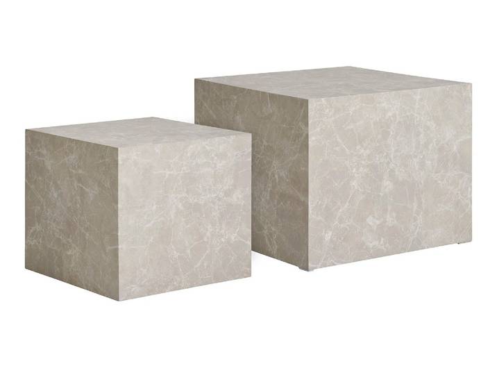 Designer Couchtisch Paris 2er Set in Marmor Optik - Grauer Marmor - Luxusbetten24