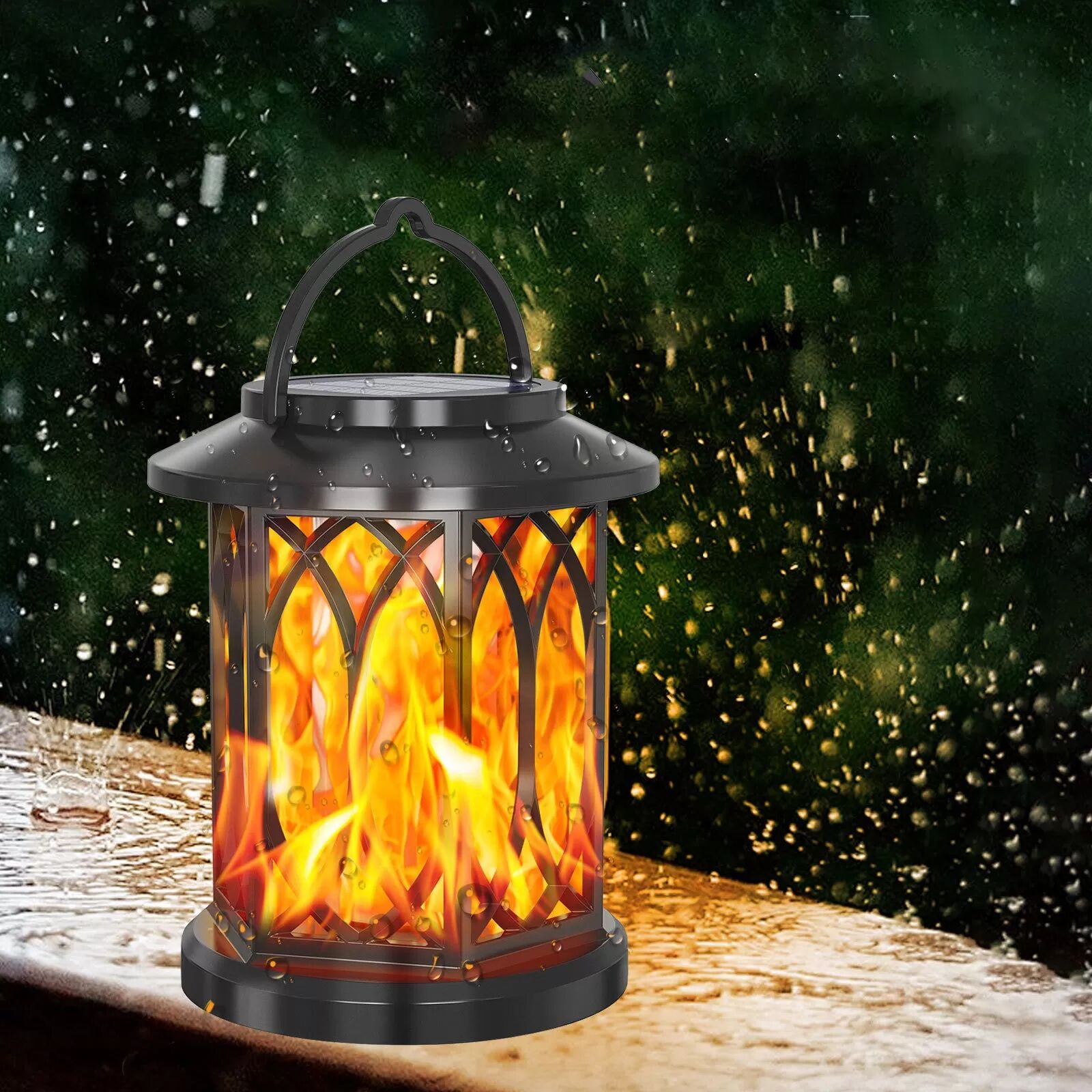 INF Solarbetriebene Flammenleuchte mit Clip – Flackernde LED-Gartenlaterne