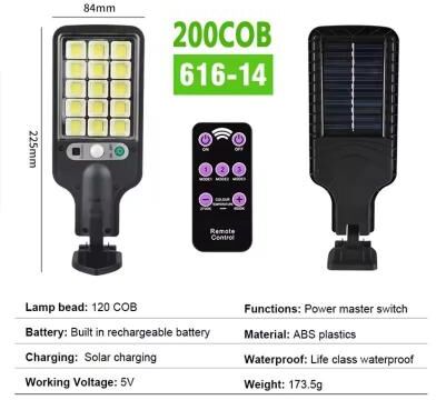 Inspired Living SolarGuard Outdoor Motion Sensor Solar Street Lamp (3 Mode Pack) 4pcs 200cob With Rc