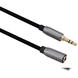 Helos Verlängerungskabel, Klinke 3,5mm St./Buchse 3 Pin, PREMIUM, 1,0m, schwarz