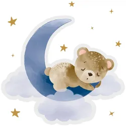 WANDAUFKLEBER 130x123cm - Teddybär auf dem Mond