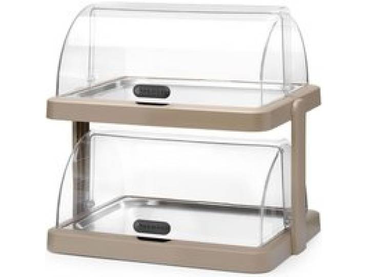 Vitrine réfrigérée double buffet Duo UNIQ avec couvercle à enroulement - beige