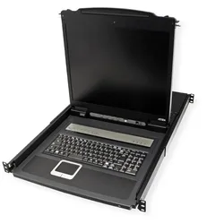 Aten CL1308N FR KVM-Switch 8-Port, 19"-LCD-Konsole (PS/2-USB, VGA) FR-Layout, KVM Switch, Schwarz