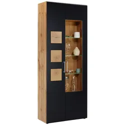 Vitrine in Schwarz/Eichefarben