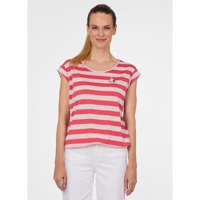 T-Shirt RAGWEAR "TULSA STRIPES", Damen, Gr. M, rosa (coral), Jersey, Obermaterial: 50% Polyester, 50% Viskose, bestickt, gestreift, normal, Rundhals, Shirts T-Shirt, in Jersey-Qualität, normale Passform, mit geradem Abschluss