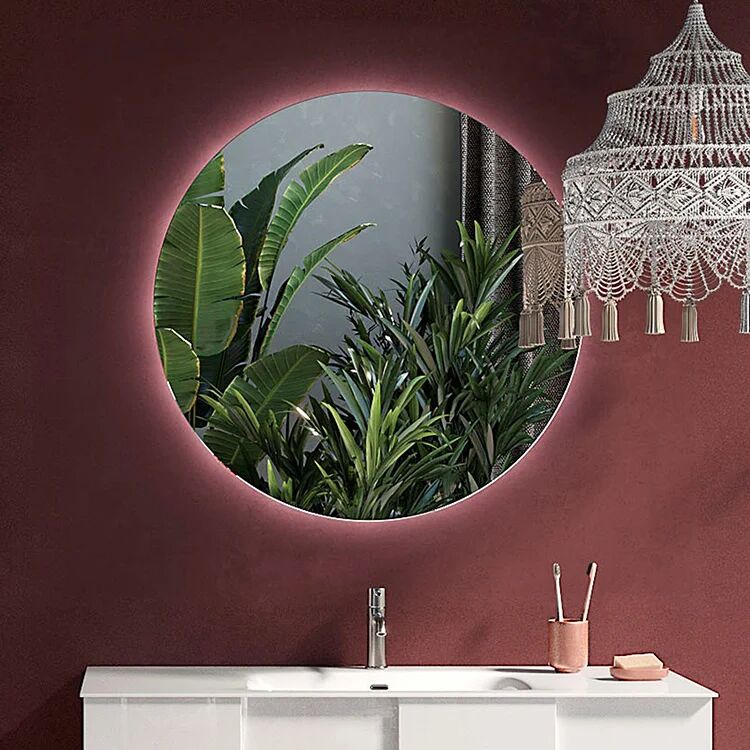 garneroarredamenti Specchio da parete retroilluminato rotondo 75x75cm vetro Cosca