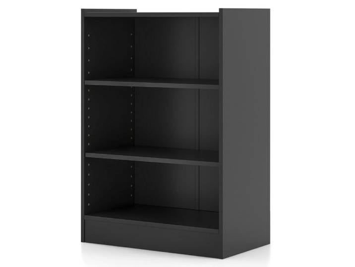 Bibliothèque - HELLOSHOP26 - Modèle à 3 Niveaux - Noir - Bois d'ingénierie - Design moderne