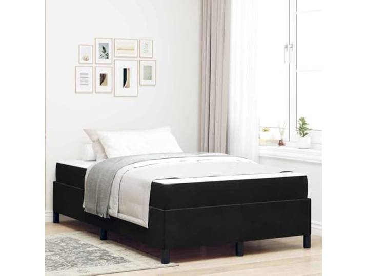Holzwerkstoff Rahmen Minimalistisches Design Set 120 x 200 cm Schwarz Bettrahmen mit Matratze Schwarz 120x200 cm Stoff Bettgestell mit Taschenfederkernmatratze Lattenrost Holzrahmen Stabil