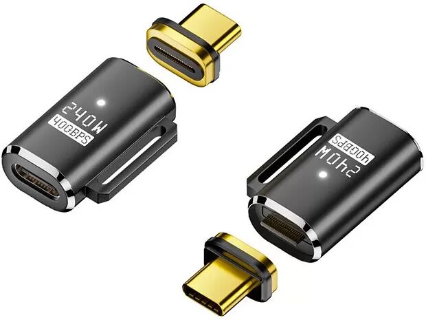 INF Magnetadapter: USB-C Buchse auf USB-C Stecker, 240W Magnetisches Laden Schwarz