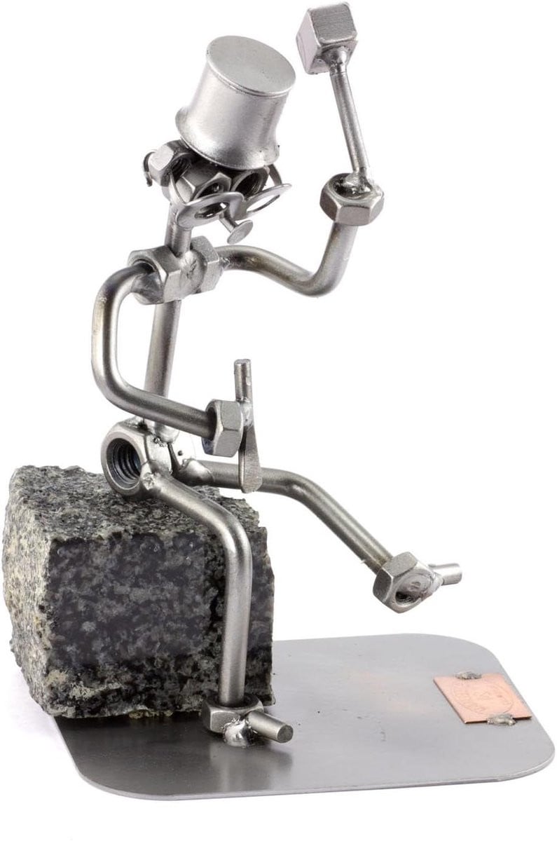 Schroevenmannetje Steenmetz Meerkleurig Metalen Beeldje voor op Tafel