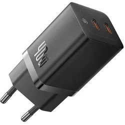 Baseus Wandladegerät GaN5 40W, 2x USB C (Schwarz) (40 W, 2 Ports), USB Ladegerät, Schwarz