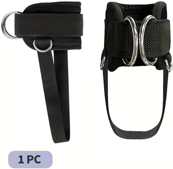 Healfit Counter Ankle Cuffs For Cable Machines, Padded Ankle Strap, Double D Ring Fitness Strap, Gym Workout Accessory, Leg Extension black 1pc