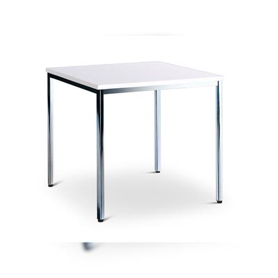 CEHA Besprechung- und Mehrzwecktisch 80 x 80 cm mit verchromten Gestell und Dekor weiß