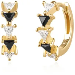 ANIA HAIE - HOOP EARRINGS - HUGGIES - Triangular - white, black - gold