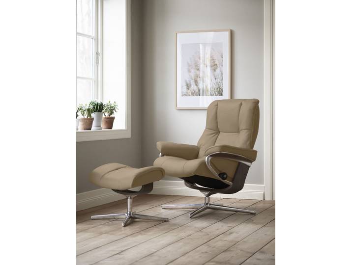 Relaxsessel STRESSLESS Mayfair , braun (sand dinamica), B:83cm H:102cm T:74cm, Microfaser DINAMICA (88% Polyester, 12% Polyurethan), Sessel, Relaxsessel, mit Cross Base, Größe S, M & L, Holzakzent Wenge