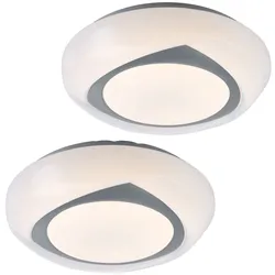 2x LED Deckenleuchte Deckenlampe Flur Weiß Metall Acryl matt 1040 lm D 35 cm