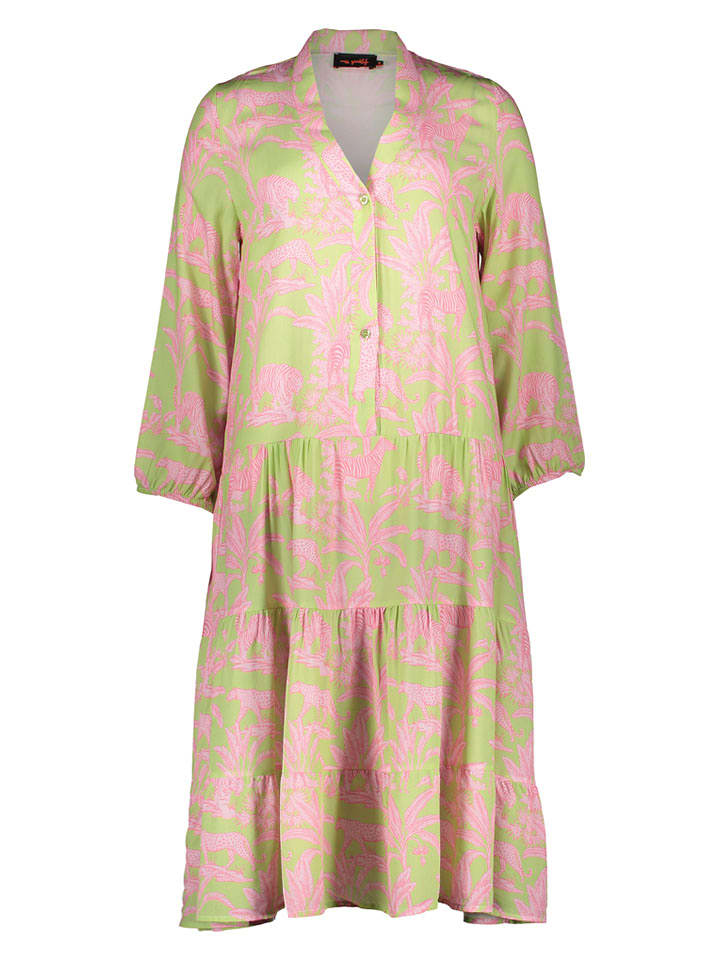 miss goodlife Kleid "Tiger" in Hellgrün/ Rosa - L