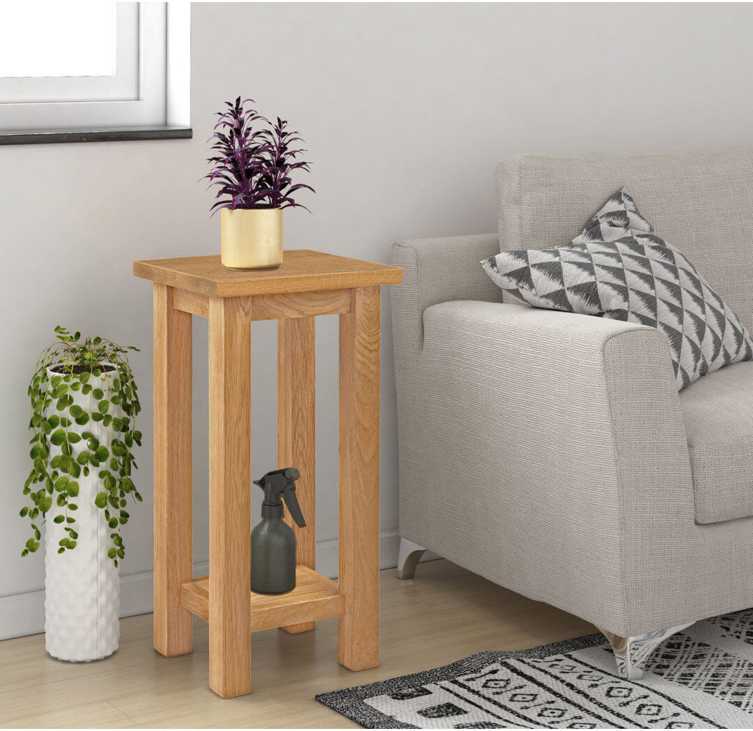 Fernleaf Edward Solid Wood End Table Natural Wood 54cm H X 27cm W X 24cm D