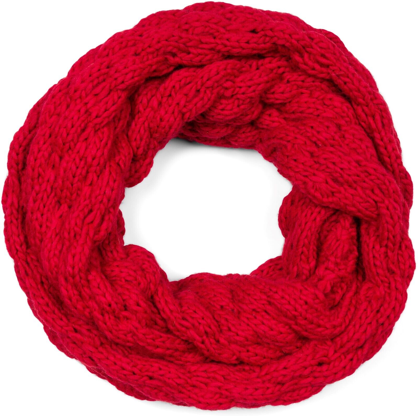 Strickschal STYLEBREAKER "Strick Loop mit Bubblemuster", Damen, rot, Modisch, Modetücher