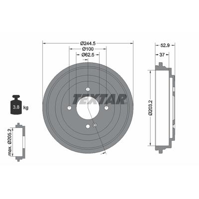 TEXTAR Bremstrommel 94048100 für KIA