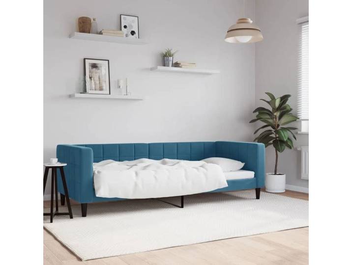 SALE 2025 Lit rembourré/Lit de repos - Lit 1 personne - bleu 80x200 cm velours 26.4 Kg 3157
