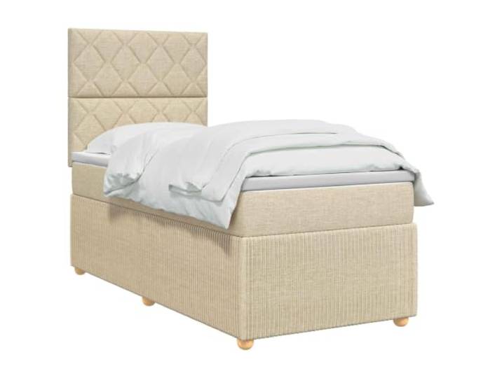 vidaXL Boxspringbett mit Matratze mit Kopfteil Creme 80 x 200 cm Stoff