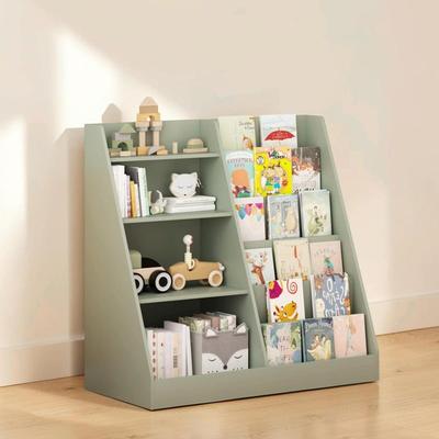 CARMORICO 4-Tier Wooden Kids Bookshelf Toy Storage Organizer, Multifunctional Bookcase Display Stand for Nursery Playroom Kids Room