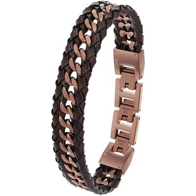 Lederarmband JOOP "2038037, 2038038", braun, Armbänder, Herren, 21,5cm, Edelstahl Leder, Edelstahl, Leder, Lederarmband