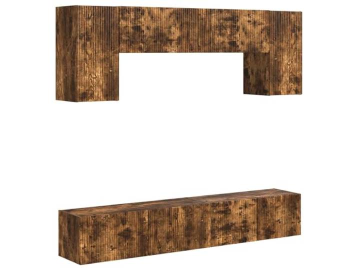 KTHLBRH TV-Möbel-Set 4 Stück Eiche Rauchgrau aus technischem Holz regale 30x27 wanddesign mehrfachfächer verstellbare regale minimalistischer stil modern wohnzimmer