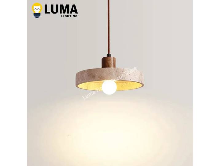 Luma Wabi-Sabi suspension en travertin jaune avec ampoule E27 lampes suspendues en bois de pierre pour décor de restaurant de chevet d'îlot de cuisine