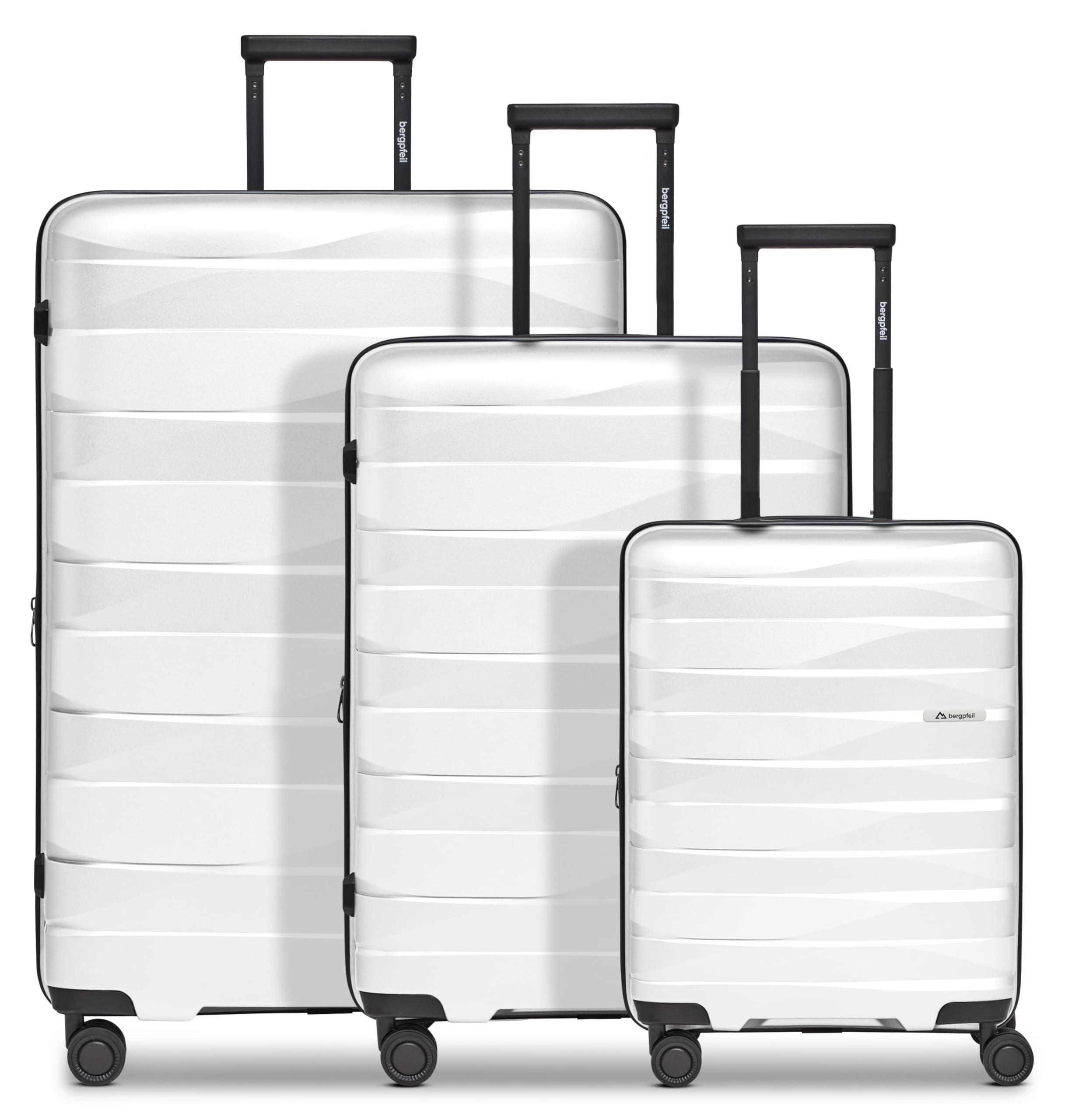 3-teiliges, ausziehbares Koffer-Set, Metallic-Weiß