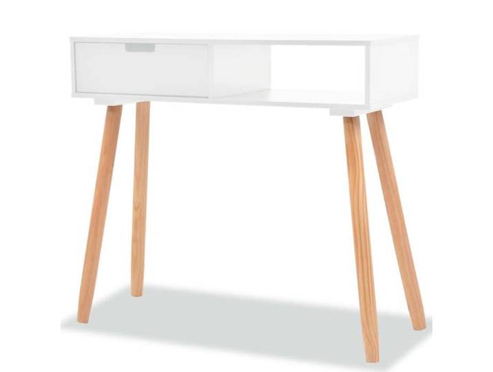 Table de Canapé Magnifique - Blanc Table console - Pour Entrée Foyer - bois de pin massif 80x30x72cm Blanc CL8780609
