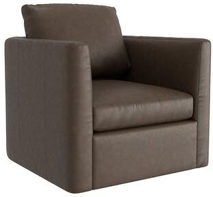 Kerstin Leather Swivel Chair - Taupe Leather - Ballard Designs