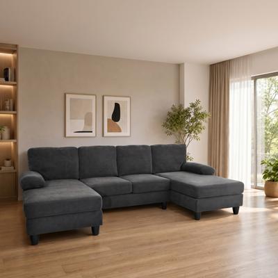 Loedds 104-Inch Upholstered U-Shaped Sectional Sofa with Deep Seats