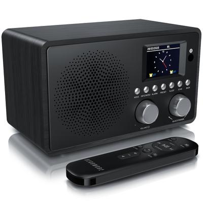 Bearware DAB+-Radiowecker mit TFT-Display, UKW/FM, Bluetooth, USB-Wiedergabe, AUX-IN, Fernbedienung, Snooze und Sleep-Timer
